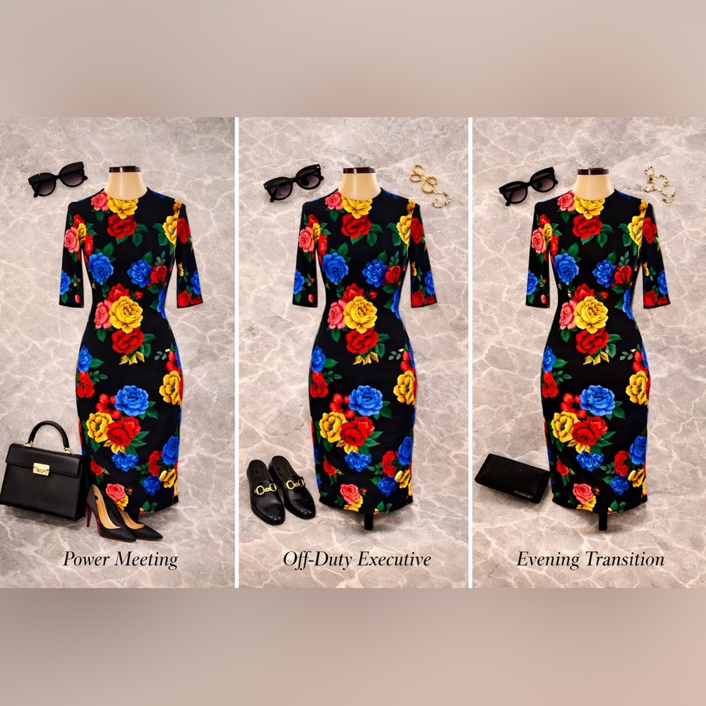 Alice + Olivia Floral Midi Dress | Tailored “Power Feminine” Work Dress | Size 2